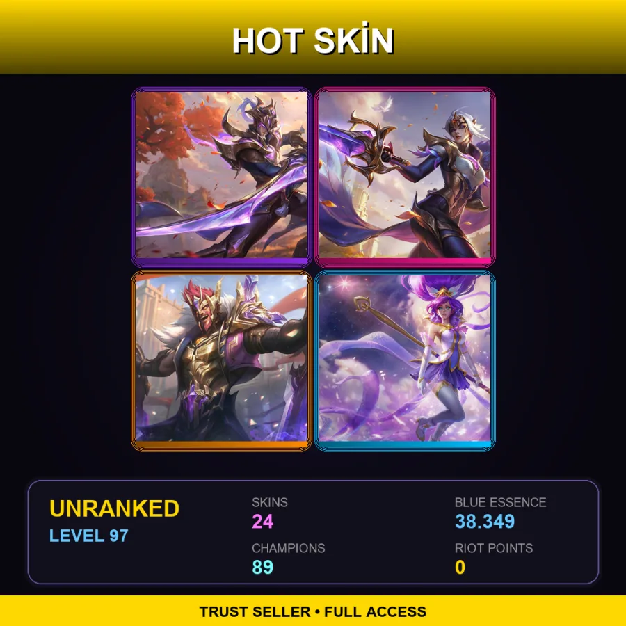 TR | Lv97 | Unranked | 24 Skin | 89 Champ — Winged Hussar Xin Zhao