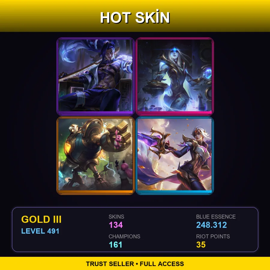 BR | Prestige Inkshadow Yasuo | Cosmic Queen Ashe | Victorious Blitzcrank | Victorious Fiora | 134 Skin | 161 Champ | Gold III | Lv491