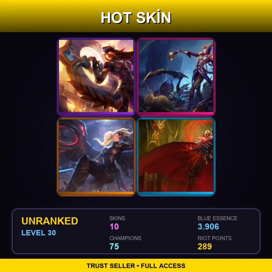EUW | Lv30 | Unranked | 10 Skin | 75 Champ — LoL account