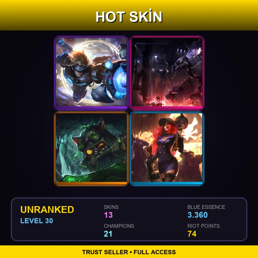 EUW | Lv30 | Unranked | 13 Skin | 21 Champ — LoL account