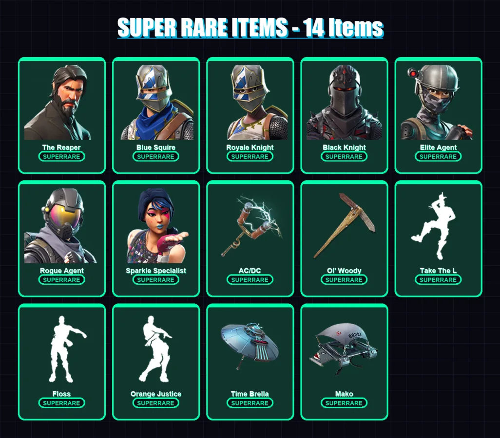 [PC/PSN] | The Reaper | Blue Squire | Royale Knight | Black Knight | Elite Agent | 85 skin | 117 pickaxe | 126 emote | 111 glider | Lv1884 — Fortnite account