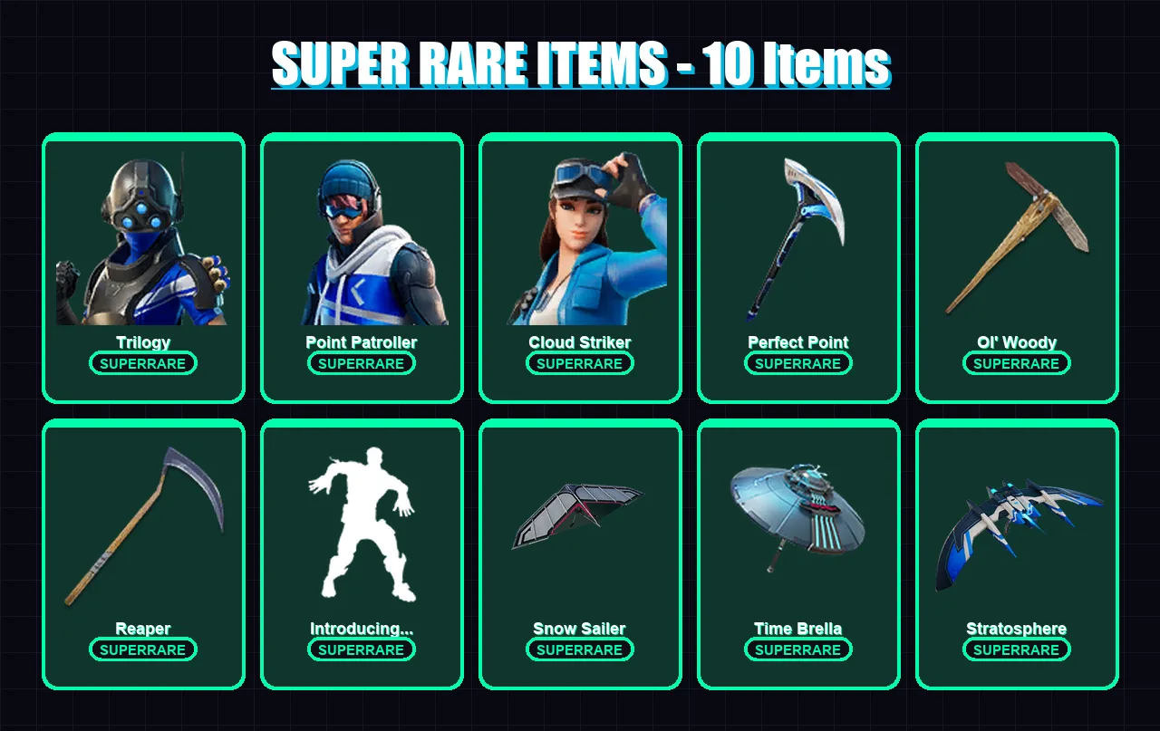 [PS4/PS5/XBOX/PC] | Trilogy | Point Patroller | Cloud Striker | Joey | Catalyst | 105 skin | 132 pickaxe | 91 emote | 124 glider | Lv1398
