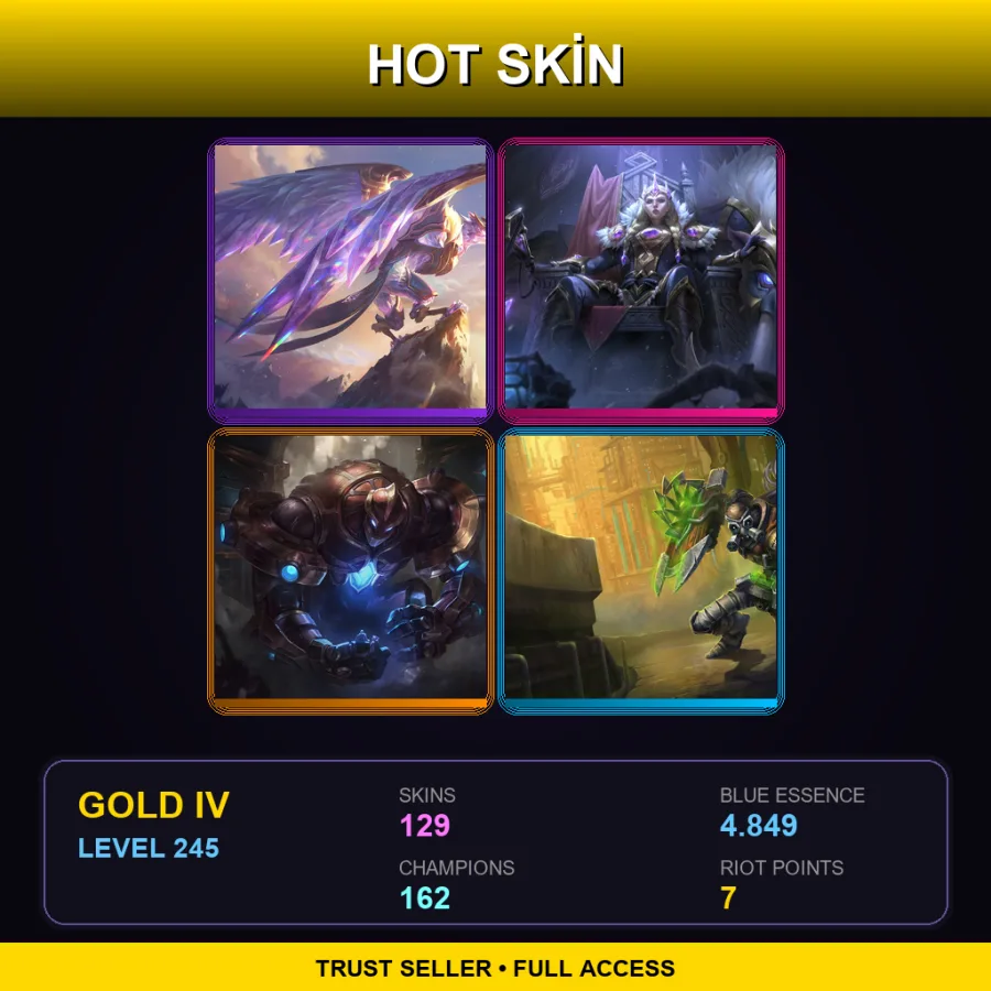 SG | Lv245 | Gold IV | 129 Skin | 162 Champ — LoL account