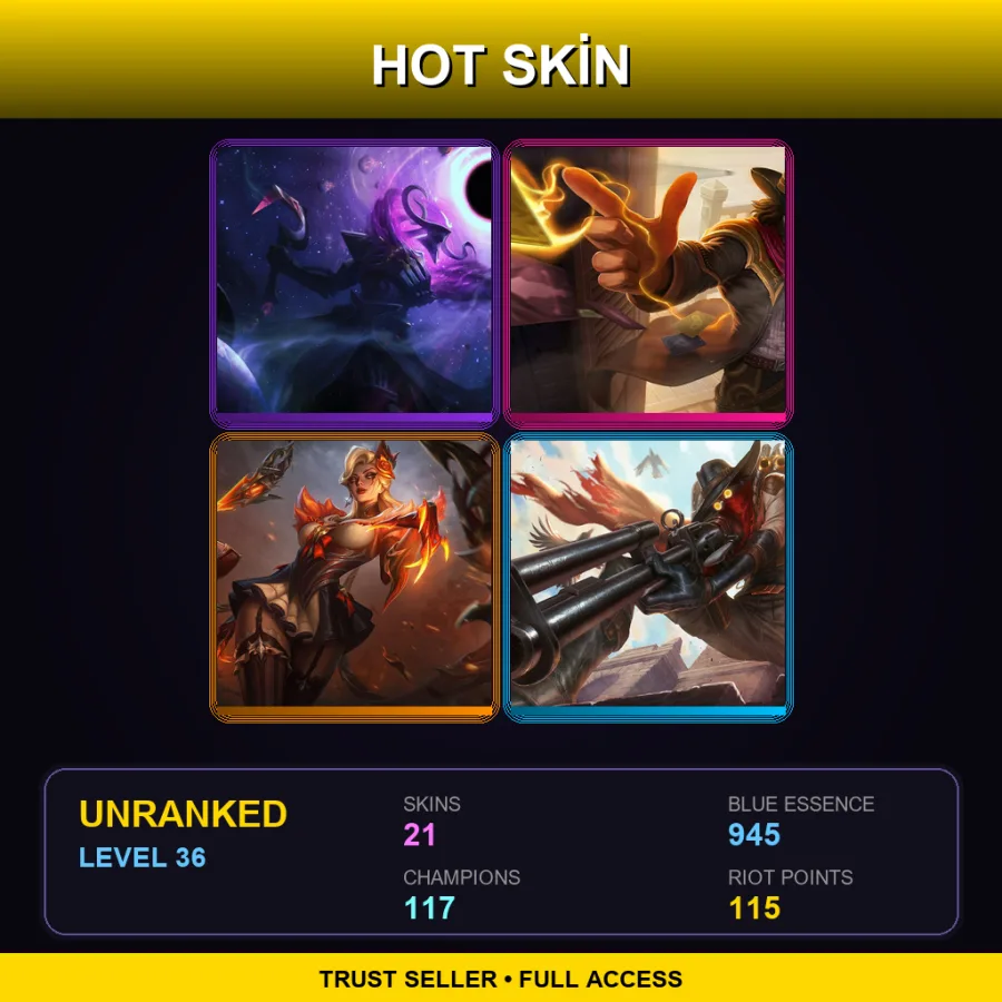 VN | Lv36 | Unranked | 21 Skin | 117 Champ — Ruthless Pantheon