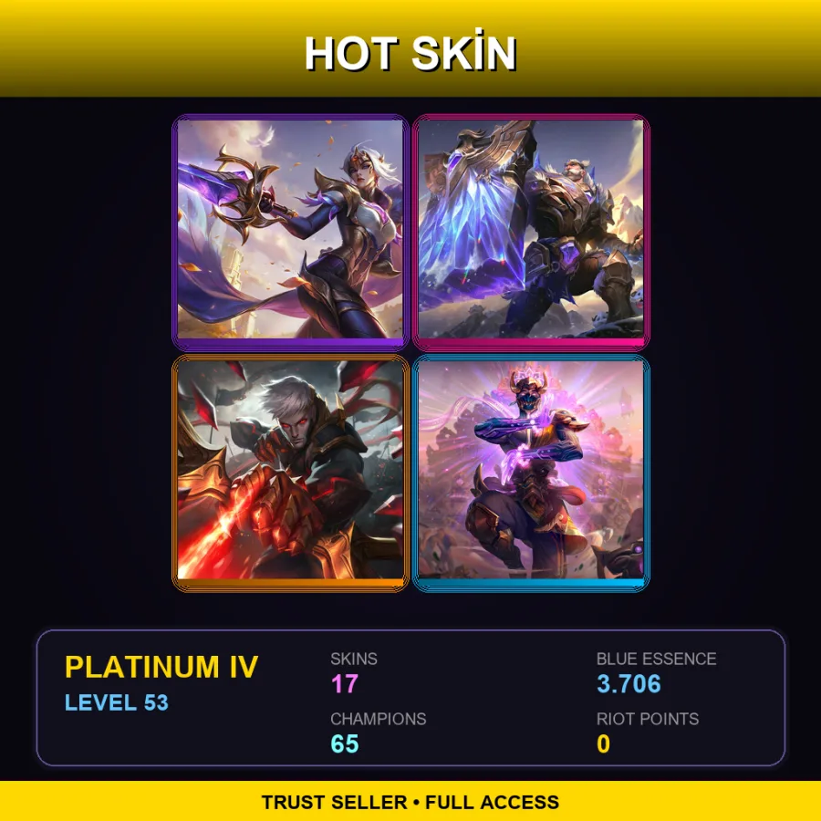 EUW | Lv53 | Platinum IV | 17 Skin | 65 Champ