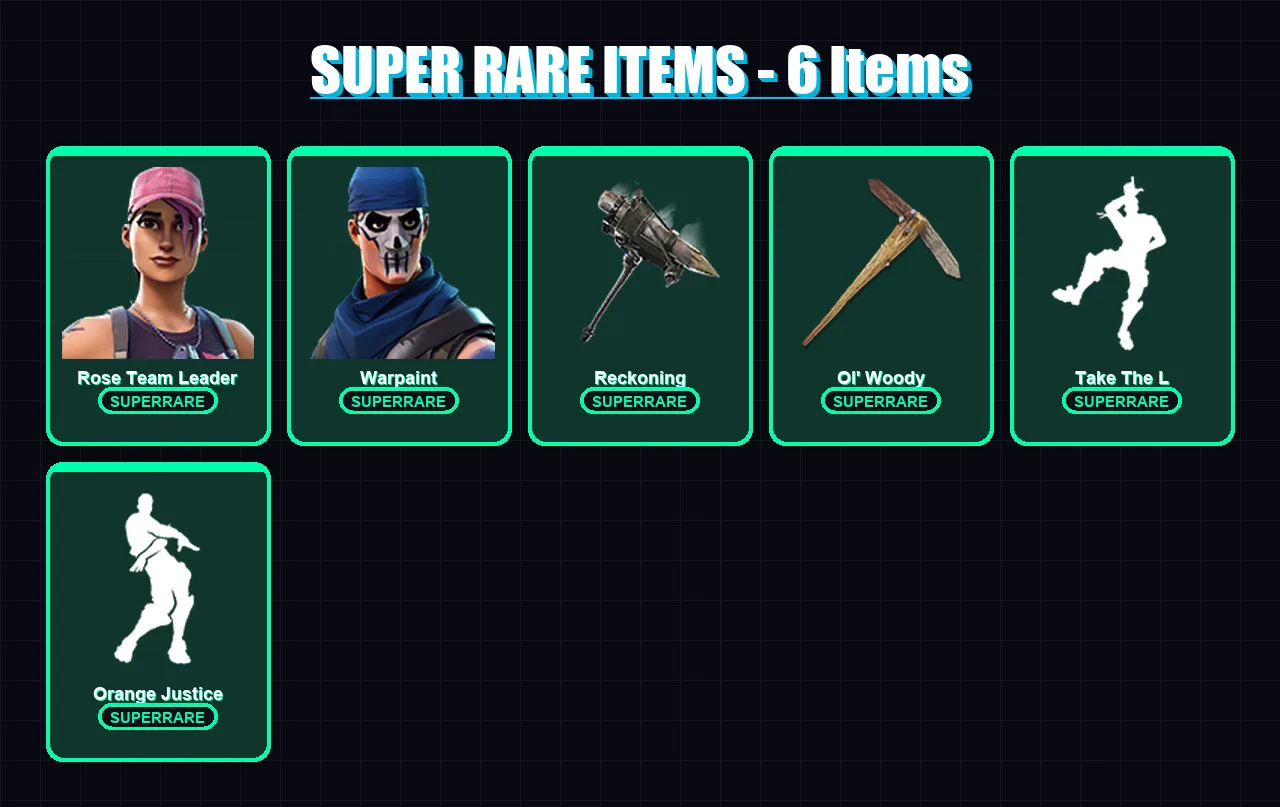 [PC/PSN] | Rose Team Leader | Warpaint | Mizuki | Carbide | Sorana | 43 skin | 60 pickaxe | 55 emote | 58 glider | Lv604