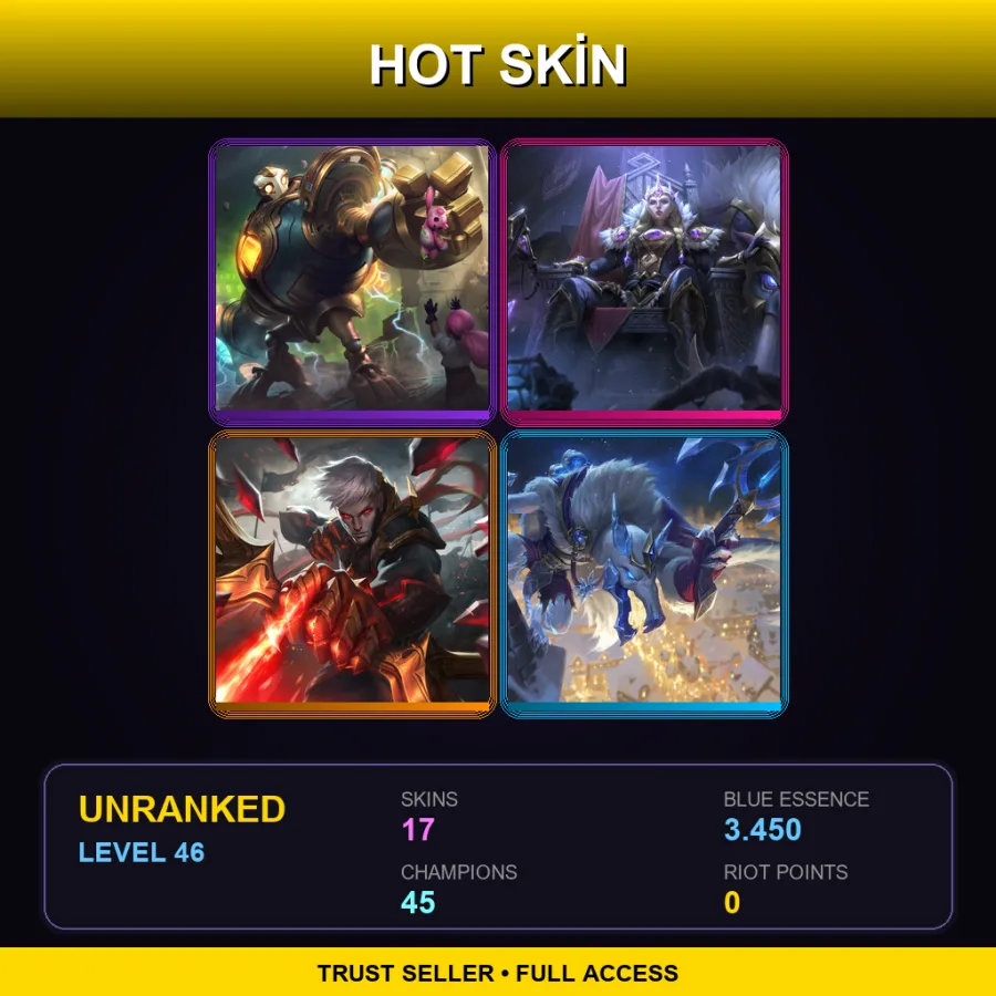 EUNE | Lv46 | Unranked | 17 Skin | 45 Champ — LoL account