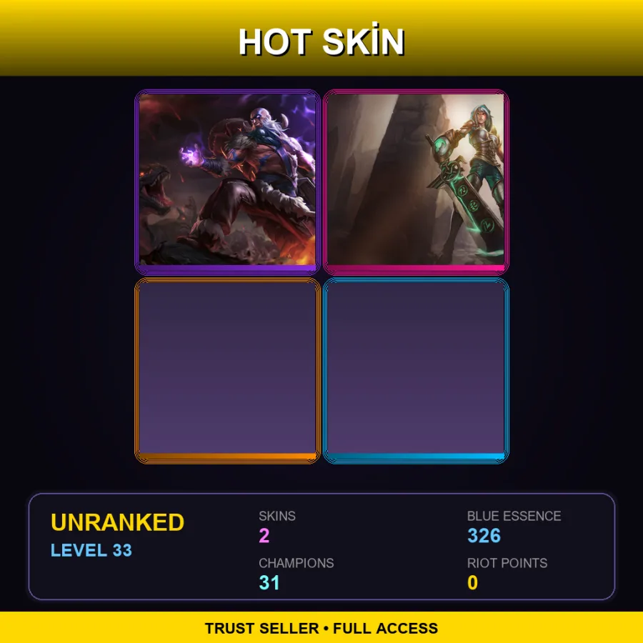 TR | Lv33 | Unranked | 2 Skin | 31 Champ — LoL account
