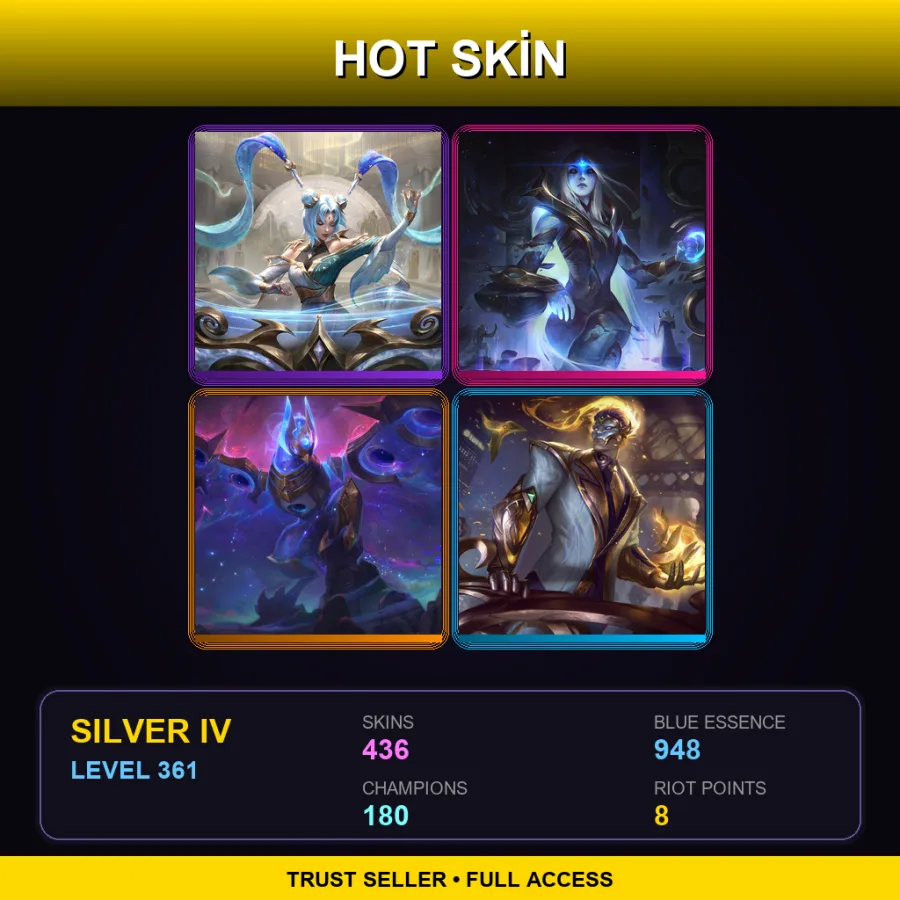EUW | Lv361 | Silver IV | 436 Skin | 180 Champ