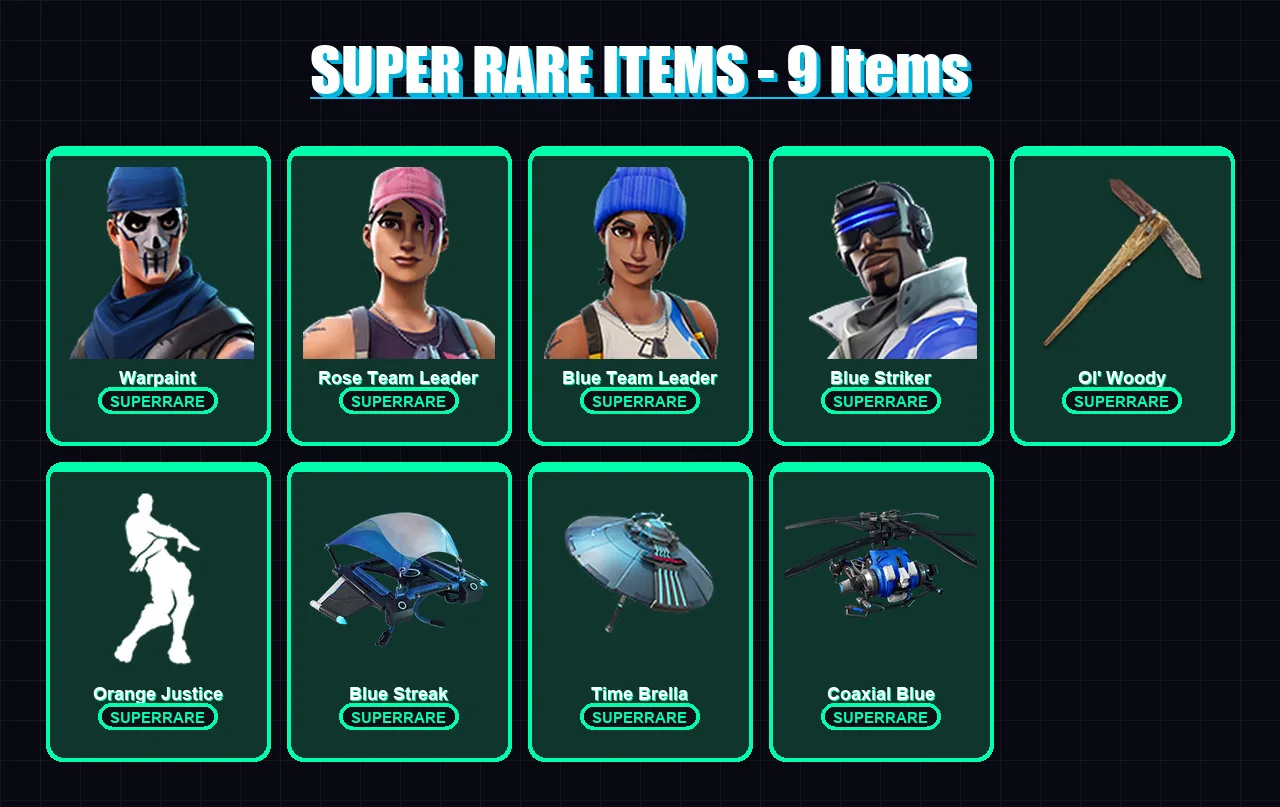 [PC/XBOX/PSN] | Warpaint | Rose Team Leader | Blue Team Leader | Blue Striker | Drift | 32 skin | 48 pickaxe | 52 emote | 62 glider | Lv1038 — Fortnite account