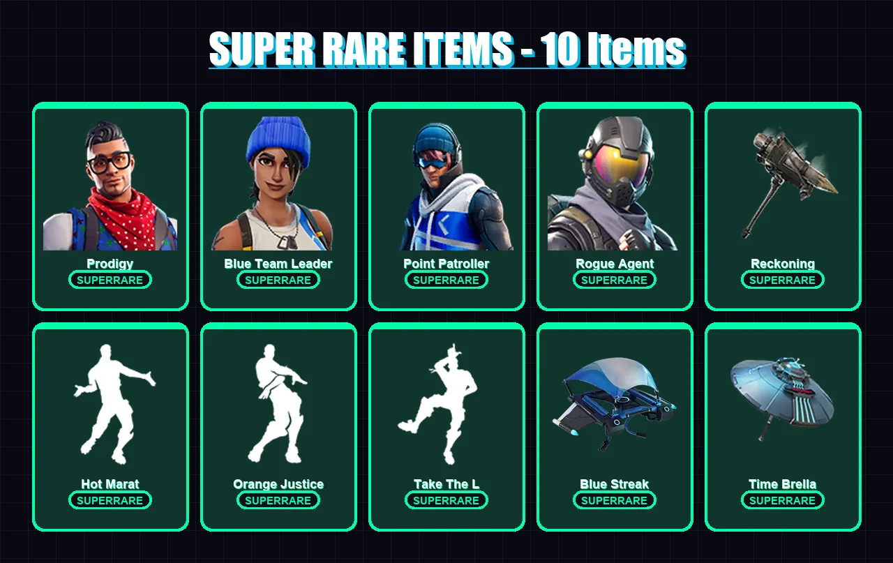 [PS4/PS5/XBOX/PC] | Prodigy | Blue Team Leader | Point Patroller | Rogue Agent | Predator | 90 skin | 100 pickaxe | 100 emote | 110 glider | Lv1622