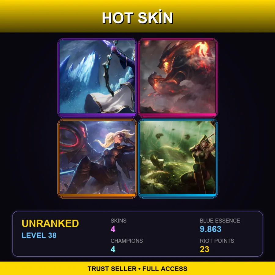 EUW | Lv38 | Unranked | 4 Skin | 4 Champ