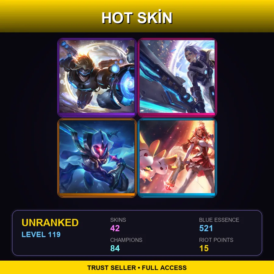 EUNE | Pulsefire Ezreal | Pulsefire Riven | Cosmic Blade Master Yi | Star Guardian Miss Fortune | 42 Skin | 84 Champ | Lv119
