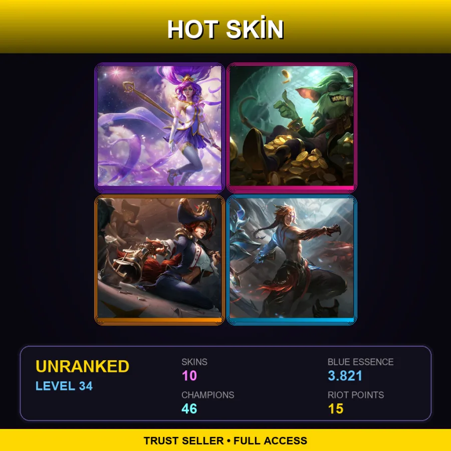 NA | Lv34 | Unranked | 10 Skin | 46 Champ — Unranked / Smurf League of Legends