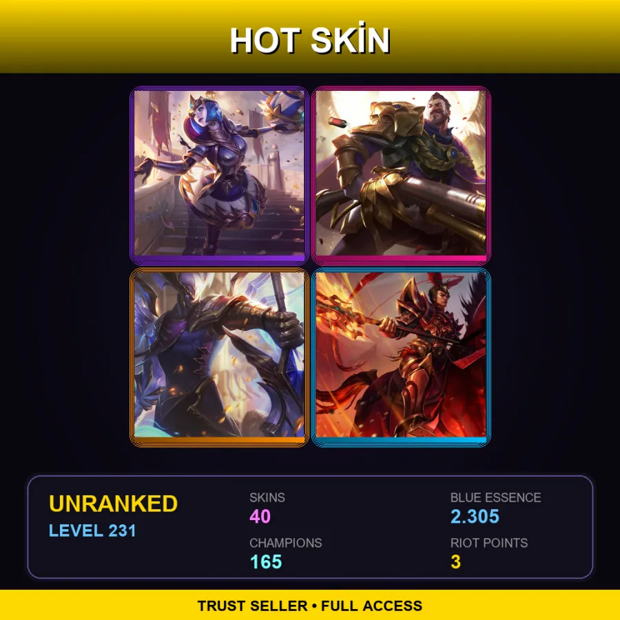 EUW | Lv231 | Unranked | 40 Skin | 165 Champ — LoL account