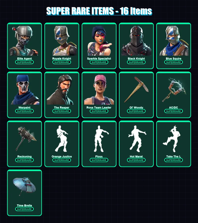 [PC/PSN] | Elite Agent | Royale Knight | Sparkle Specialist | Black Knight | Blue Squire | 115 skin | 88 pickaxe | 112 emote | 100 glider | Lv1198 — Fortnite account