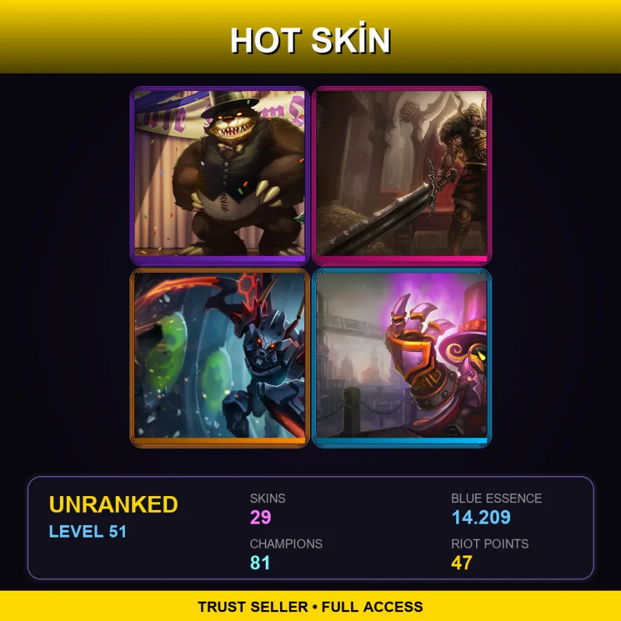 NA | Lv51 | Unranked | 29 Skin | 81 Champ