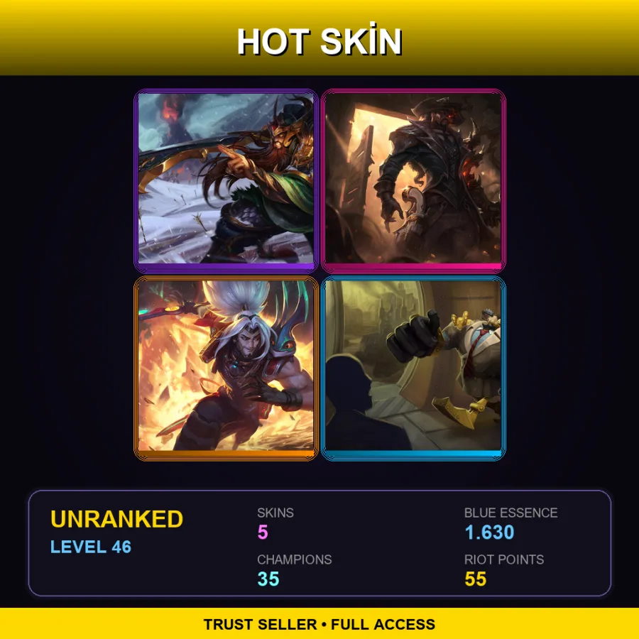 EUNE | Lv46 | Unranked | 5 Skin | 35 Champ — LoL account
