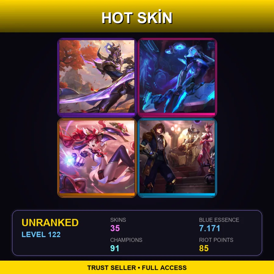 NA | Lv122 | Unranked | 35 Skin | 91 Champ