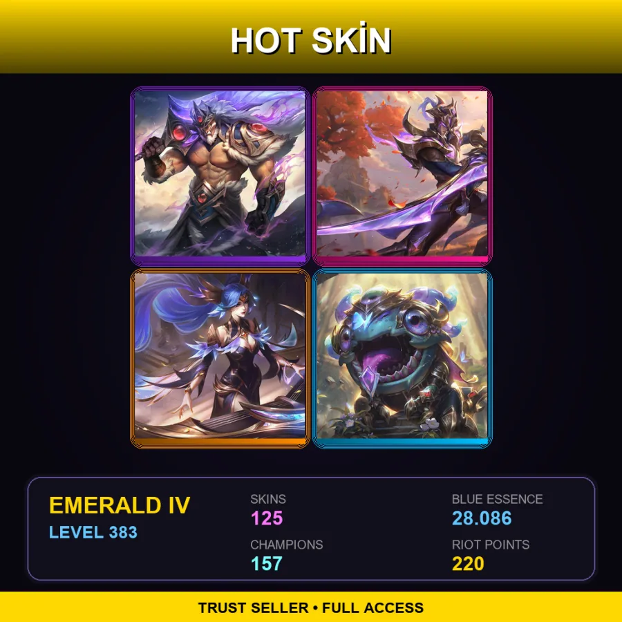 BR | Lv383 | Emerald IV | 125 Skin | 157 Champ