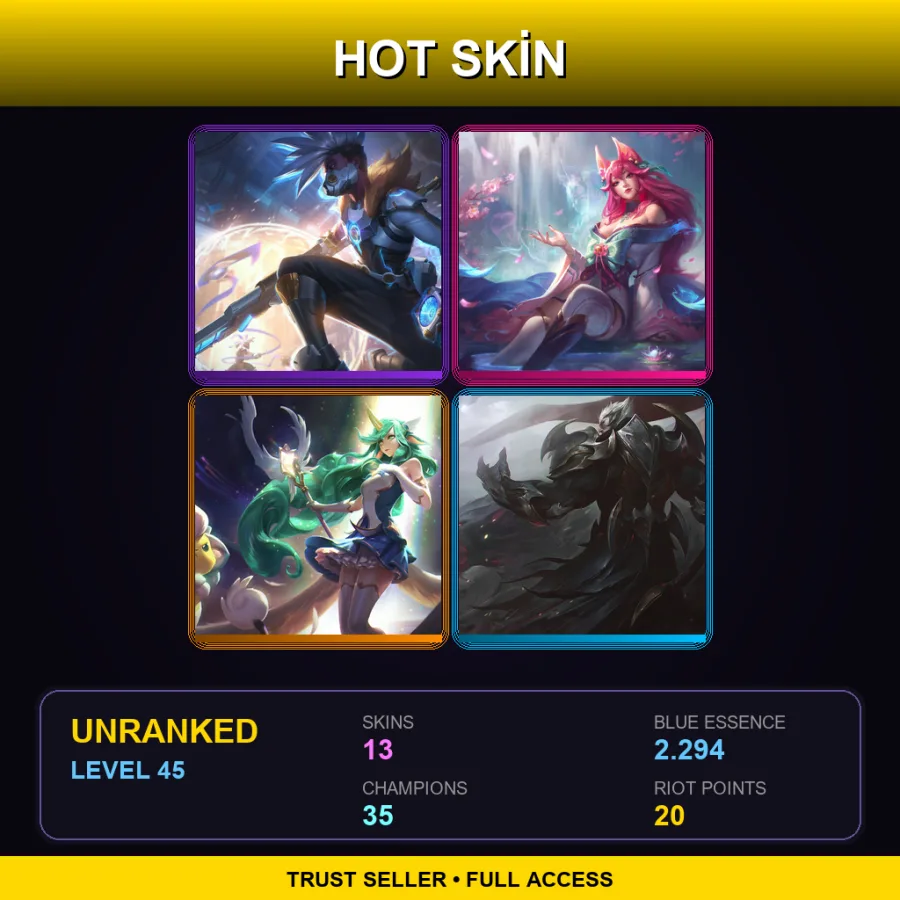 TR | Lv45 | Unranked | 13 Skin | 35 Champ