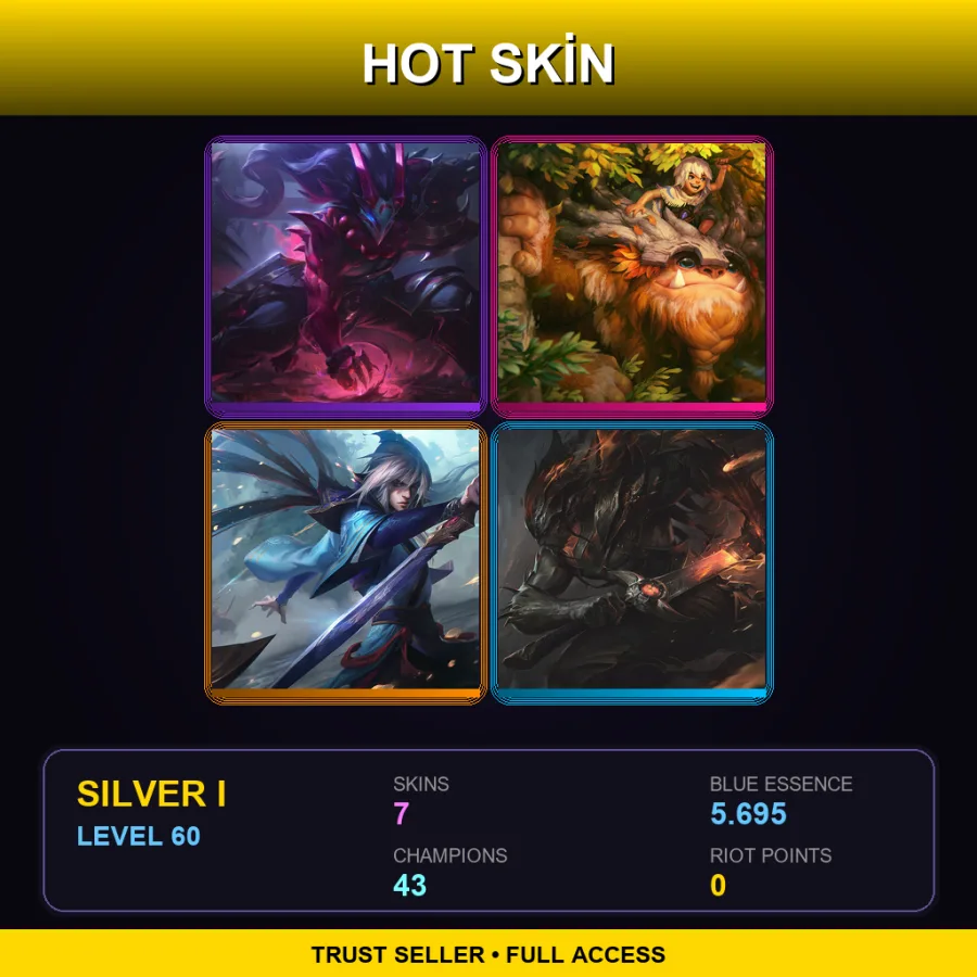 EUNE | Lv60 | Silver I | 7 Skin | 43 Champ