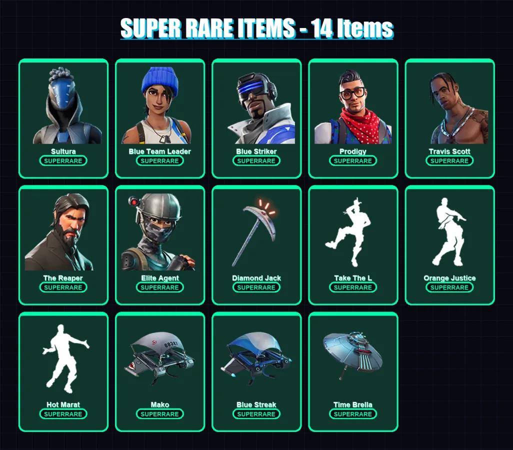 [PS4/PS5/XBOX/PC] | Sultura | Blue Team Leader | Blue Striker | Prodigy | Travis Scott | 24 skin | 34 pickaxe | 52 emote | 44 glider | Lv723 — Fortnite account