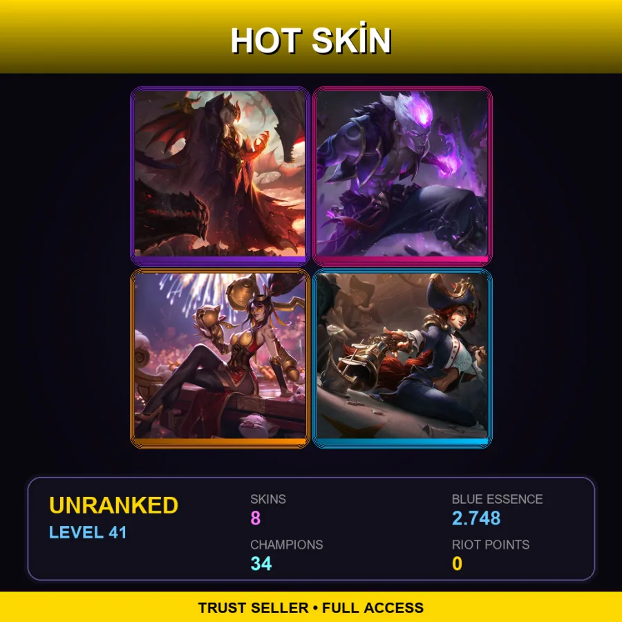 LAN | Lv41 | Unranked | 8 Skin | 34 Champ