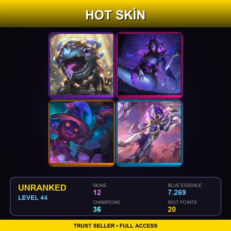 EUW | Lv44 | Unranked | 12 Skin | 36 Champ — LoL account