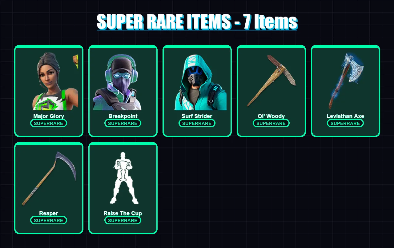 [PC/XBOX/PSN] | Major Glory | Breakpoint | Surf Strider | Sorana | Gear Specialist Maya | 241 skin | 260 pickaxe | 173 emote | 180 glider | Lv2953