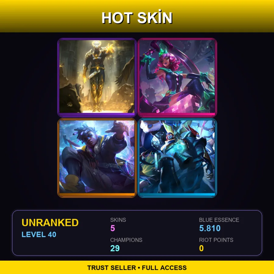 LAN | Lv40 | Unranked | 5 Skin | 29 Champ