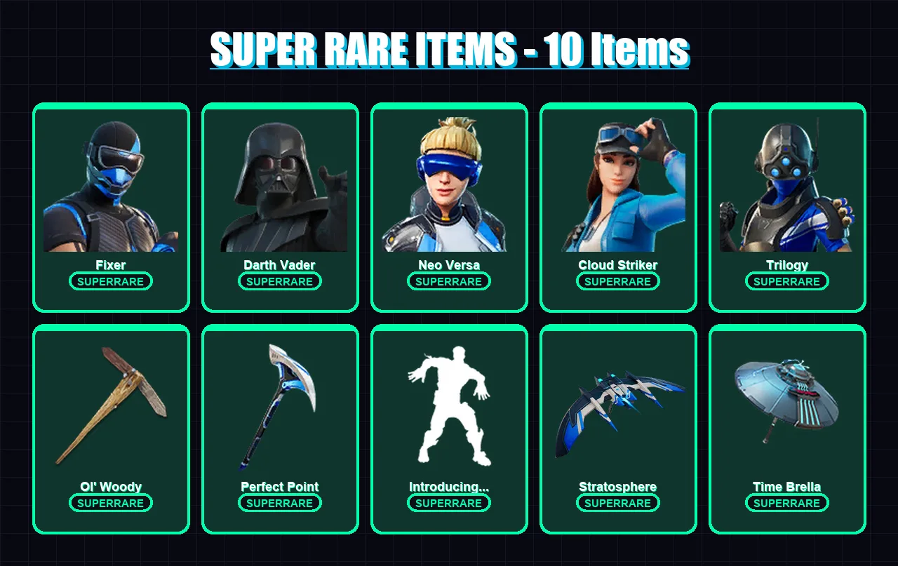 [PC/XBOX/PSN] | Fixer | Darth Vader | Neo Versa | Cloud Striker | Trilogy | 244 skin | 296 pickaxe | 188 emote | 209 glider | Lv3204
