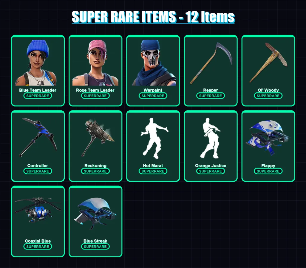 [PC/XBOX] | Blue Team Leader | Rose Team Leader | Warpaint | Frozen Red Knight | Dire | 60 skin | 47 pickaxe | 77 emote | 55 glider | Lv679