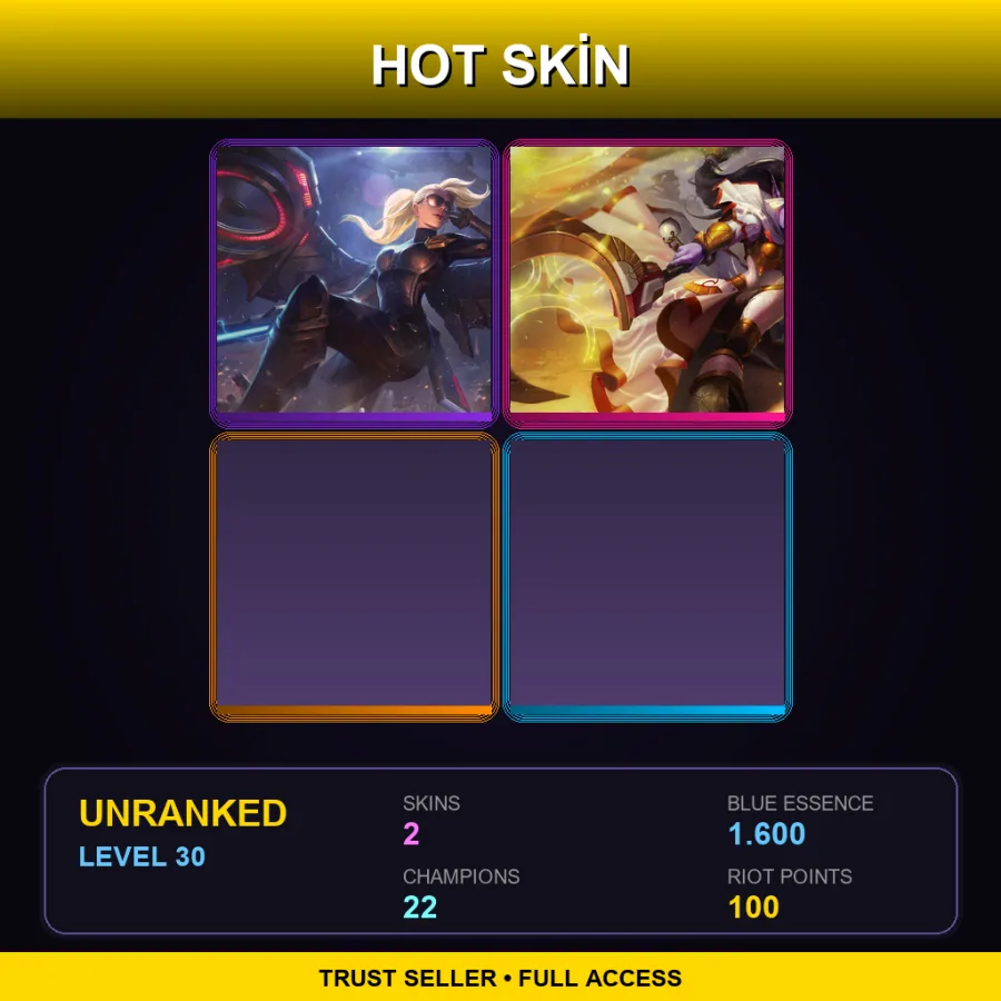 JP | Lv30 | Unranked | 2 Skin | 22 Champ — LoL account
