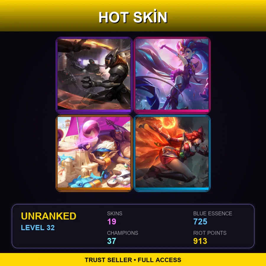 BR | Lv32 | Unranked | 19 Skin | 37 Champ — LoL account