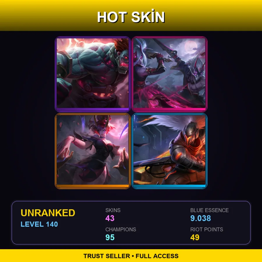 BR | Lv140 | Unranked | 43 Skin | 95 Champ — LoL account
