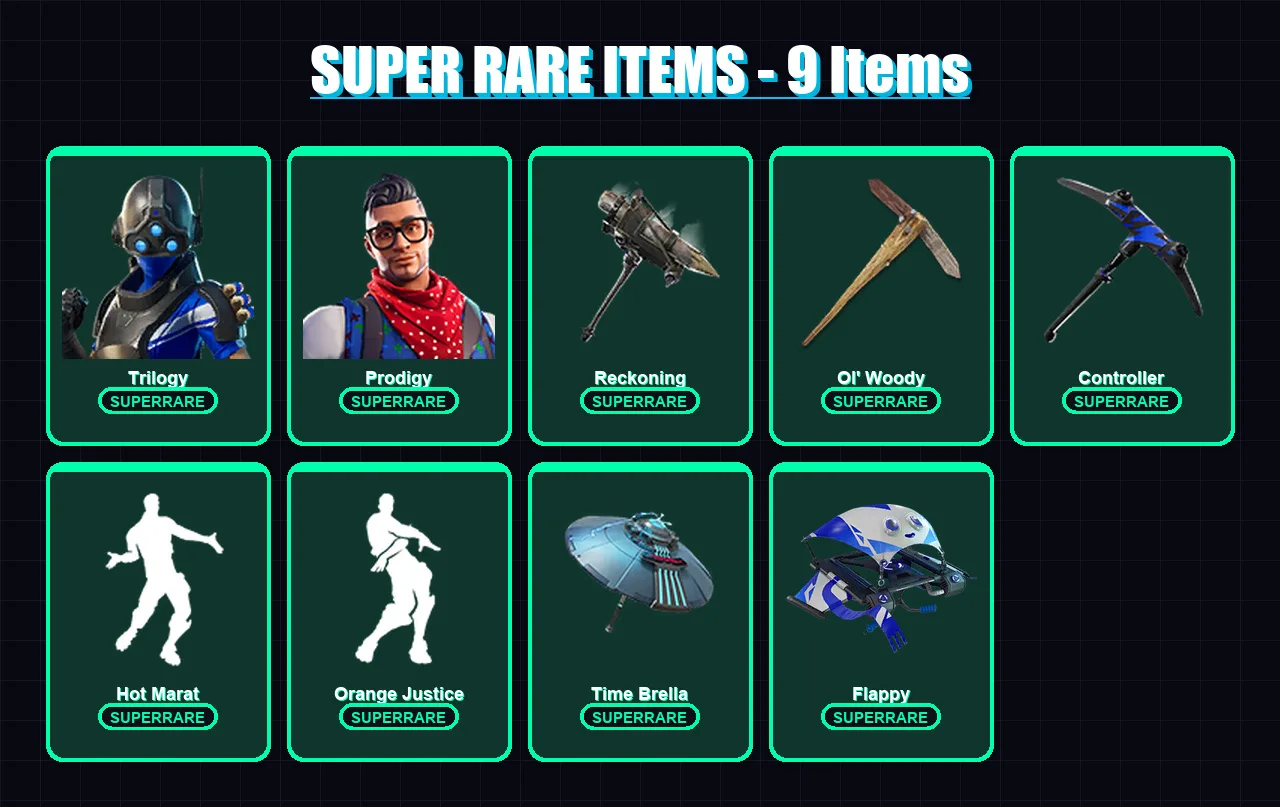 [PS4/PS5/XBOX/PC] | Trilogy | Prodigy | Mandalorian | Kymera | Kado Thorne | 213 skin | 280 pickaxe | 191 emote | 222 glider | Lv3982