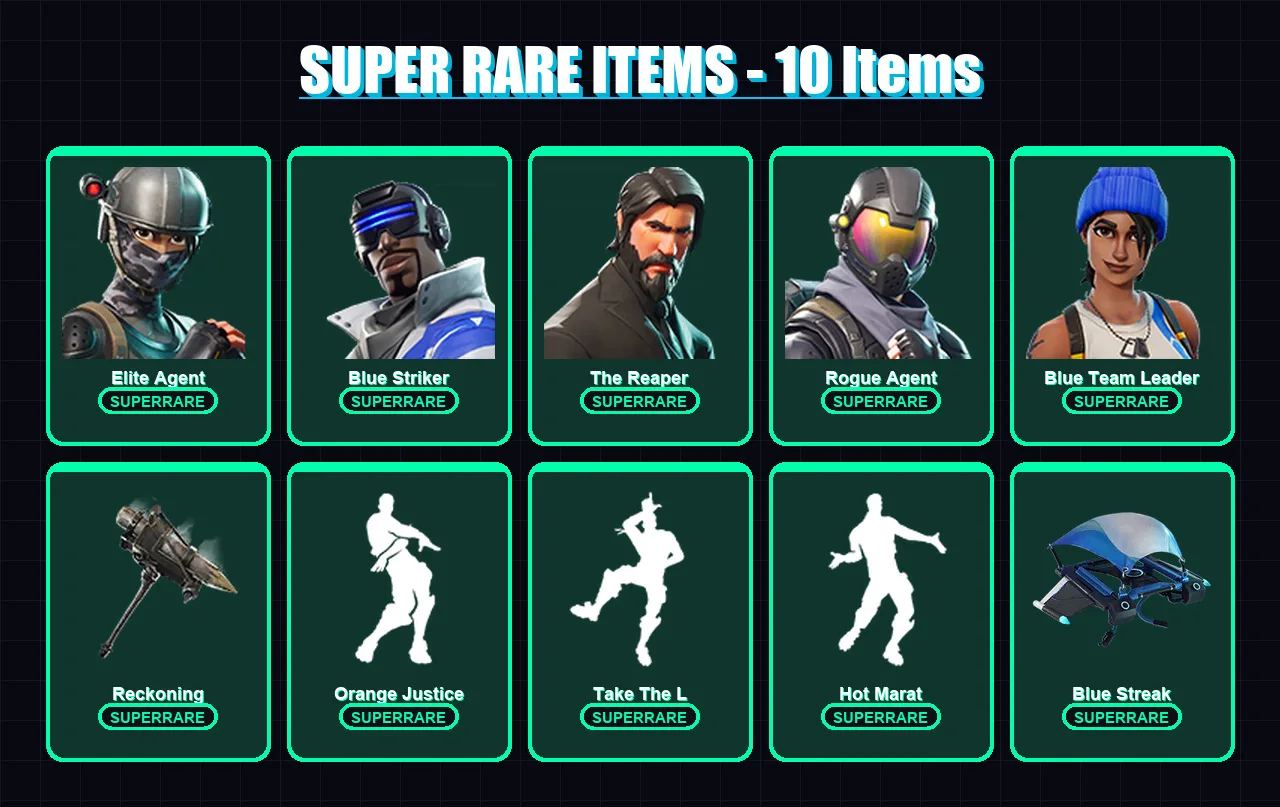 [PS4/PS5/XBOX/PC] | Elite Agent | Blue Striker | The Reaper | Rogue Agent | Blue Team Leader | 45 skin | 49 pickaxe | 56 emote | 63 glider | Lv1269
