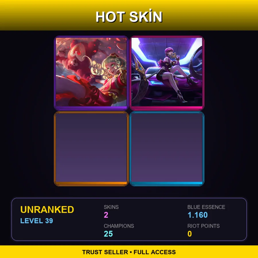 LAN | Lv39 | Unranked | 2 Skin | 25 Champ — LoL account