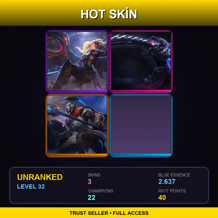 TR | Lv32 | Unranked | 3 Skin | 22 Champ