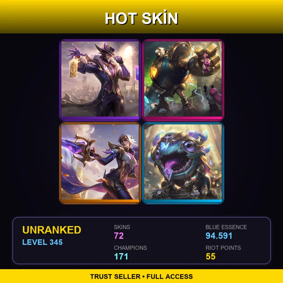 EUNE | Lv345 | Unranked | 72 Skin | 171 Champ — Conqueror Varus