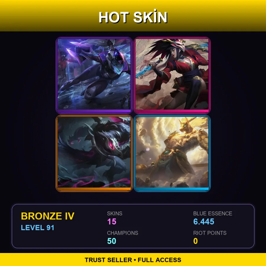 EUNE | Lv91 | Bronze IV | 15 Skin | 50 Champ