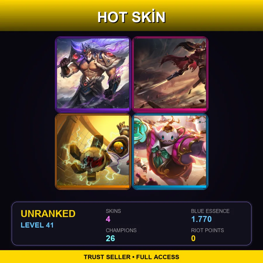 EUW | Lv41 | Unranked | 4 Skin | 26 Champ