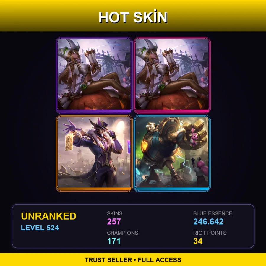 EUNE | Lv524 | Unranked | 257 Skin | 171 Champ