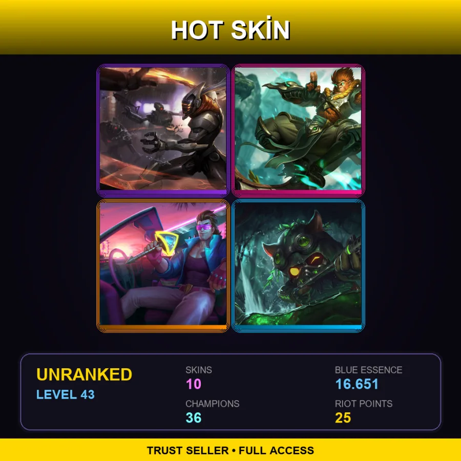 EUW | Lv43 | Unranked | 10 Skin | 36 Champ