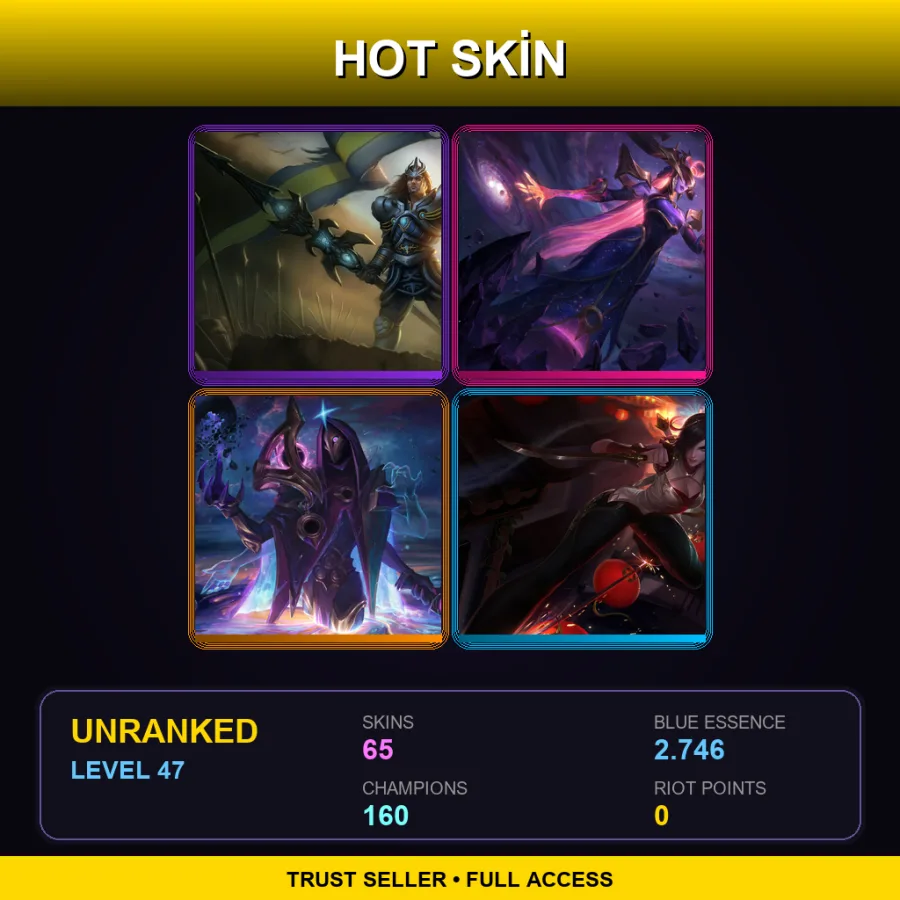 TW | Lv47 | Unranked | 65 Skin | 160 Champ — LoL account