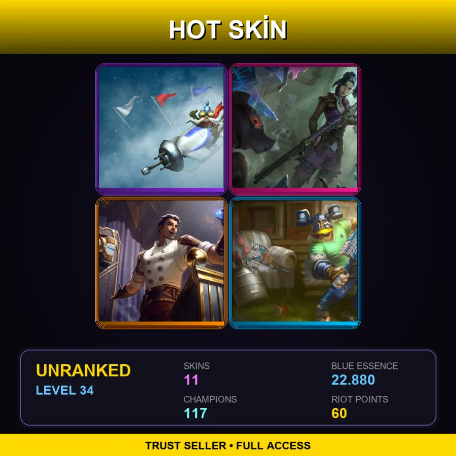 VN | Lv34 | Unranked | 11 Skin | 117 Champ