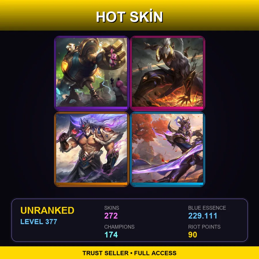 BR | Lv377 | Unranked | 272 Skin | 174 Champ — LoL account