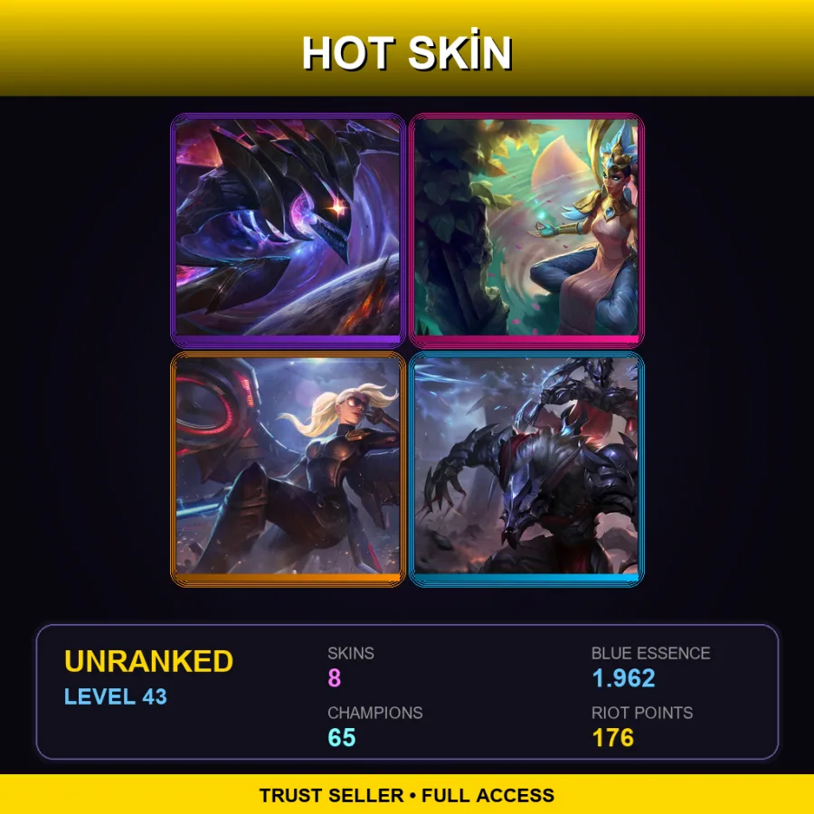 EUNE | Lv43 | Unranked | 8 Skin | 65 Champ