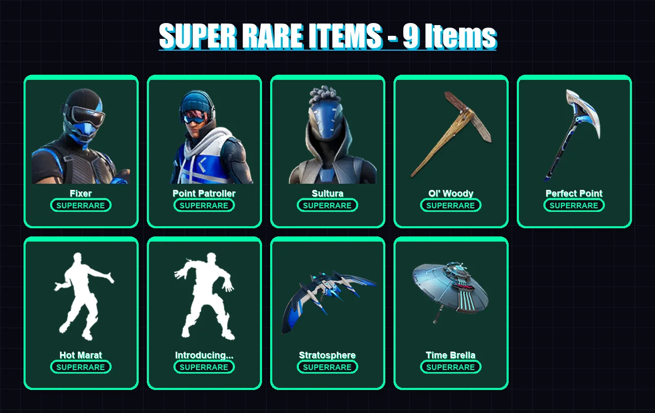 [PC/XBOX] | Fixer | Point Patroller | Sultura | Ruin | Luxe | 58 skin | 142 pickaxe | 114 emote | 124 glider | Lv2418